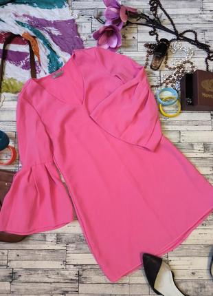 Платье миди розовое с обьемным рукавом размер xs h&amp;m