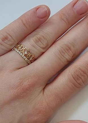 Волшебное и нежное золотое кольцо "корона"