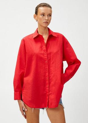 100% бавовна червона сорочка вільного крою подовжена сорочка оверсайз поплінова сорочка