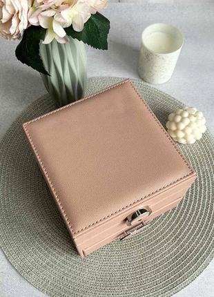 Шкатулка для украшений на замке розовая 16x12x16 см стильный органайзер для украшений...