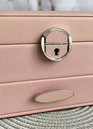 Шкатулка для украшений на замке розовая 16x12x16 см стильный органайзер для украшений...