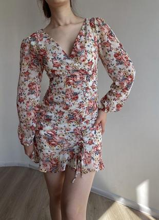 Розкішна сукня в квітковий принт з утяжкою на весну літо трендова схожа на ivina el.milas