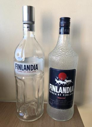 Бутылки пустые от водки «финляндия», винтажная и современная. из дюти фри разных времён! для антуража, декора.