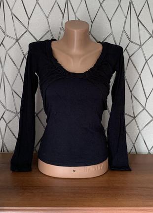 Блуза на длинный рукав черного цвета вискоза натуральная ткань размер xs s