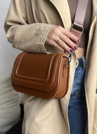 Женская сумка из эко-кожи рыжая (карамельная, коричневая) объемная, вместительная в стиле zara6 фото