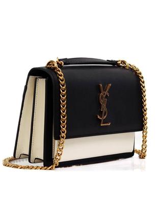 Сумка yves saint laurent medium sunset in smooth leather milk/black