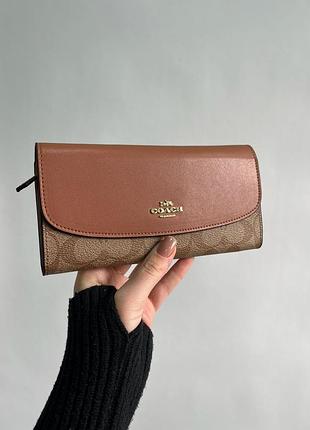 Кошелек coach signature pvc slim envelope wallet brown