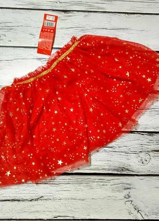 Красная нарядная праздничная пышная фатиновая детская юбка на девочку