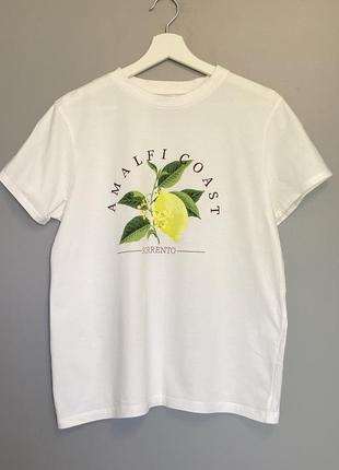 Біла футболка  з принтом  лимон