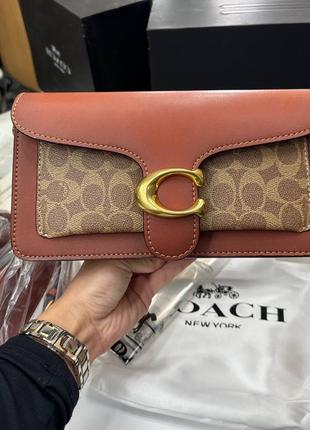 Женская кожаная сумка coach tabby shoulder bag brown