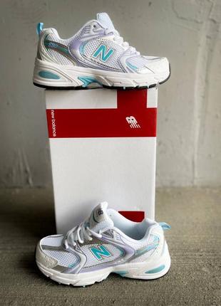 Женские кроссовки new balance 530 white mintнтер биранс белого с ментоловым цветами