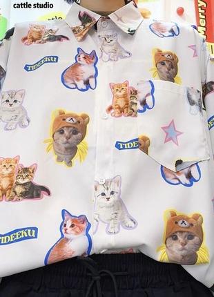 Рубашка с котятами унисекс в американском стиле