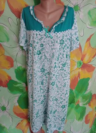 Ночнушка ночная рубашка рубаха цветочный принт в винтажном стиле хлопковая кружево