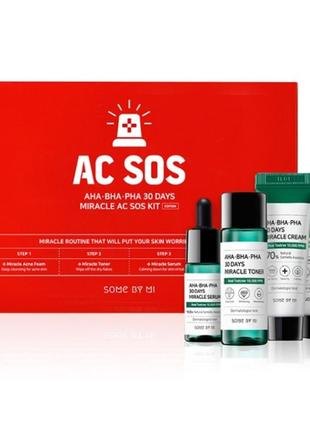 Набір міні засобів з кислотами some by mi aha-bha-pha 30 days miracle ac sos kit