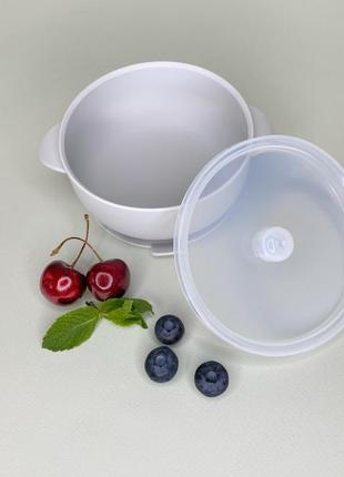 Детская посуда из пищевого силикона, тарелка на присоске, ложка, вилка.