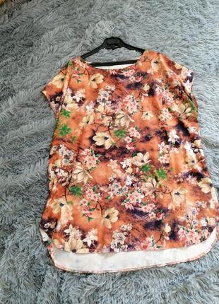 Блуза футболка туника и легкой струящейся ткани супер софт принт 3 д цветы