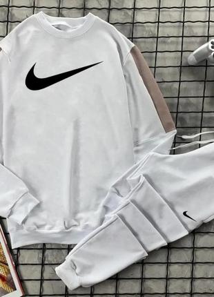 Мужской спортивный костюм nike (найк) весенний осенний свитшот + штаны белый