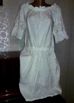 Шикарна лляна сукня на плечі італійський бренд