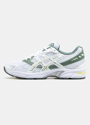 Мужские кроссовки asics gel-1130 white green ассикс белого с зелеными цветами