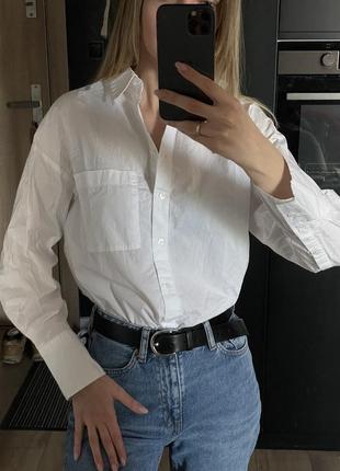 Белая рубашка оверсайз манго - размер хс