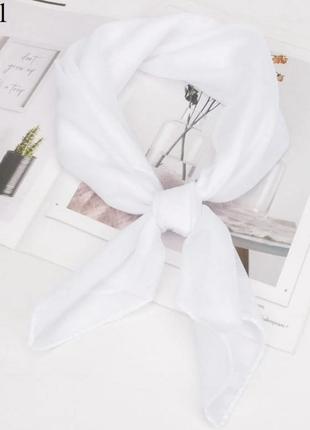Білий шифоновий платок хустка хустина на шию на сумку косинка шарф однотонний