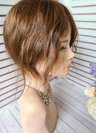 Накладка макушка топпер челка полупарик шиньон 100% натуральный волос.