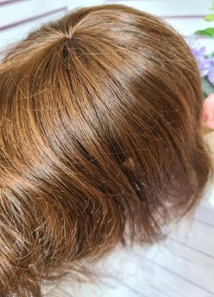 Накладка макушка топпер челка полупарик шиньон 100% натуральный волос.