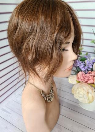 Накладка макушка топпер челка полупарик шиньон 100% натуральный волос.