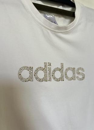 Футболка adidas в стразах майка адідас зі стразами3 фото