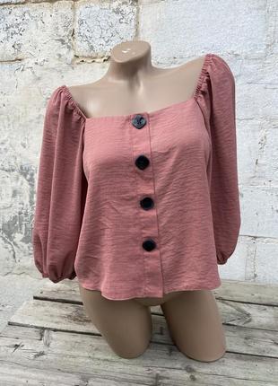 Рожева пудрова блуза вільного крою з ґудзиками розмір с new look