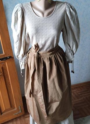 Костюм баварский блузка и юбка, фартук, лен,винтаж.