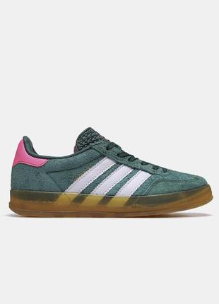 Женские кроссовки газель синие / adidas wmns gazelle indoor 'collegiate green pink'