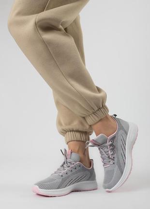Кроссовки женские серые текстильные 2472т-а