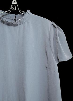 Матовая серая блузка с высоким воротником р.20