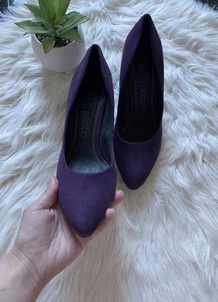 🍀замшеві фіолетові туфлі-човники