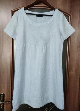 Блакитне льняне плаття / сукня ffs (100% льон)