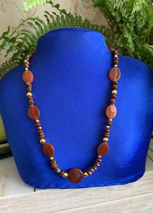 Бусы из сердолика и яшмы объем 62 см