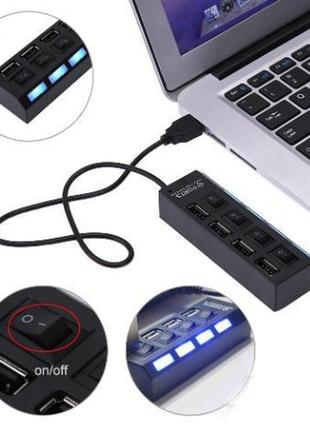 Usb hub з переключателями 4 порти digital hub black2 фото