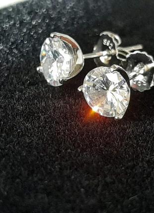 Сережки-гвоздики срібло 925 з імітацією діамантів 6мм
