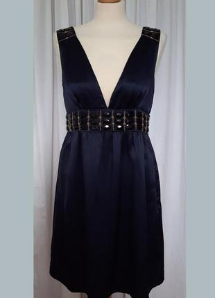 Шёлковое элегантное тёмно синее платье whistles london