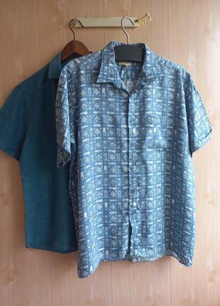 L/ легкая невесомая рубашка мужская сорочка гавайка тенниска в принт
