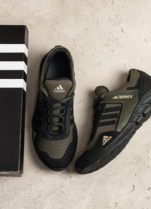 Чоловічі кросівки літні сітка adidas terrex  green хакі