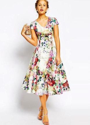 Розпродаж сукня true decadence міді пишна приталена з квітковим принтом