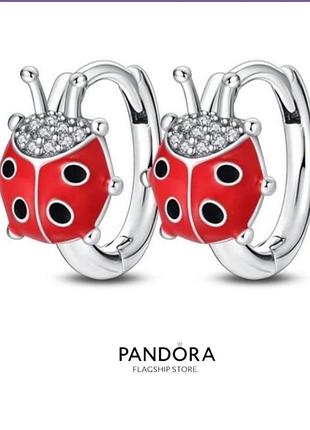 Серьги кольца маленькие серебро silver_pandora original яркие очень красивые