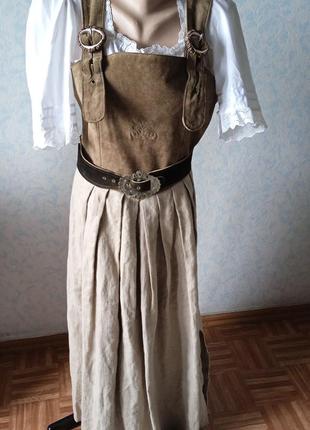 Костюм баварский,винтажный, платьевиндль, блуза и пояс.