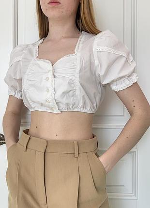 Винтажный топ блуза с кружевом outfit classic