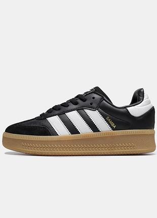 Женские кроссовки адидас самба adidas samba xlg 'black white gum'