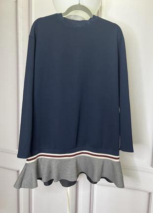 Платье zara трапеция, синее с воланами