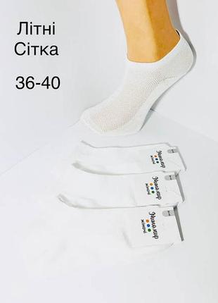 Шкарпетки білі жіночі літні укорочені сітка