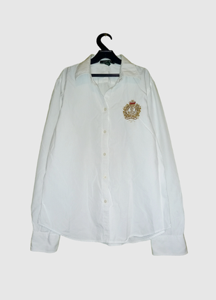 Lauren белая рубашка с брендовой вышивкой